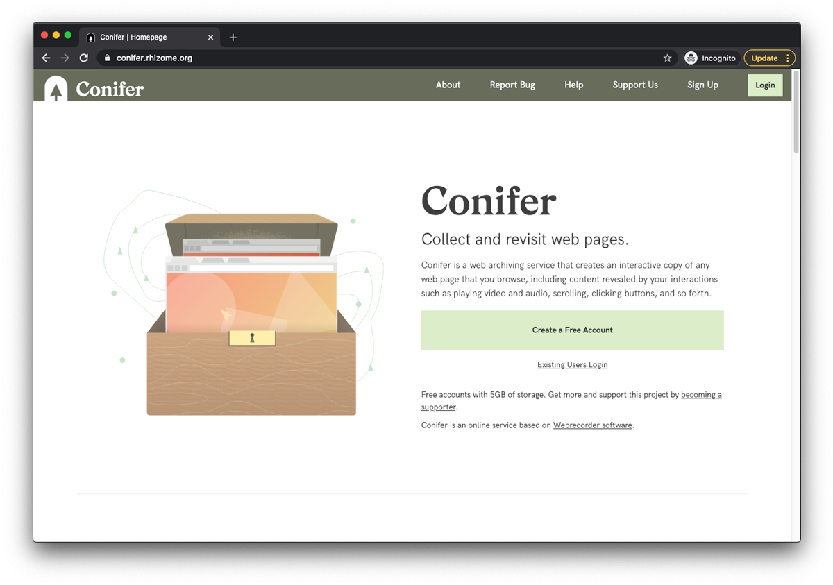 Conifer homepage
